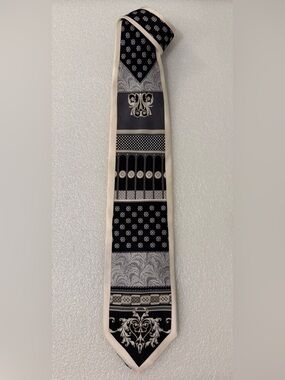 Estro Silk Tie Italy Black & White